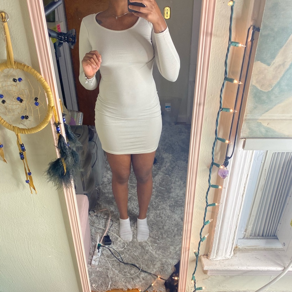 Prettylittle thing cream dress (worn once )